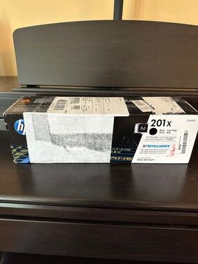 HP Black Toner Cartridge Box with White Labels